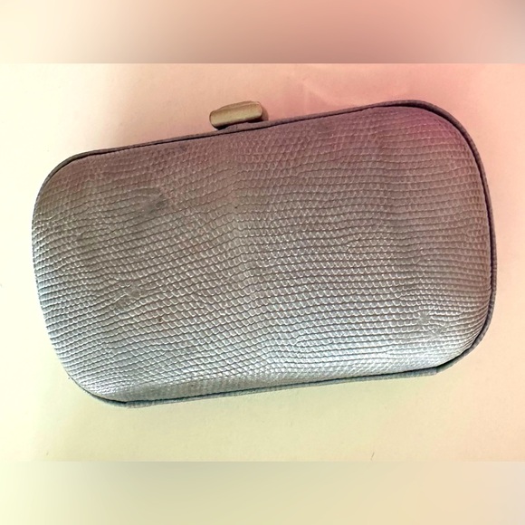 Bottega Veneta Handbags - Bottega Veneta gray clutch with silver detail